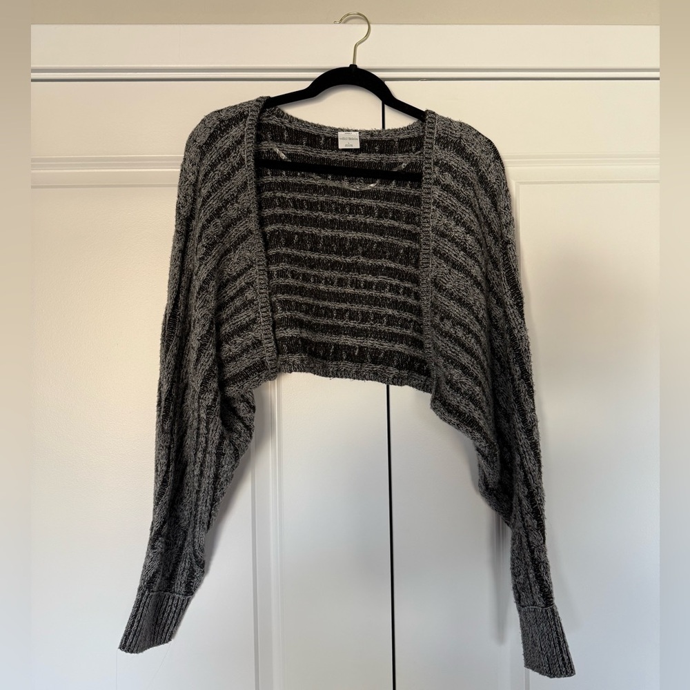 Wild Fable Black and Gray Striped Sweater Shrug